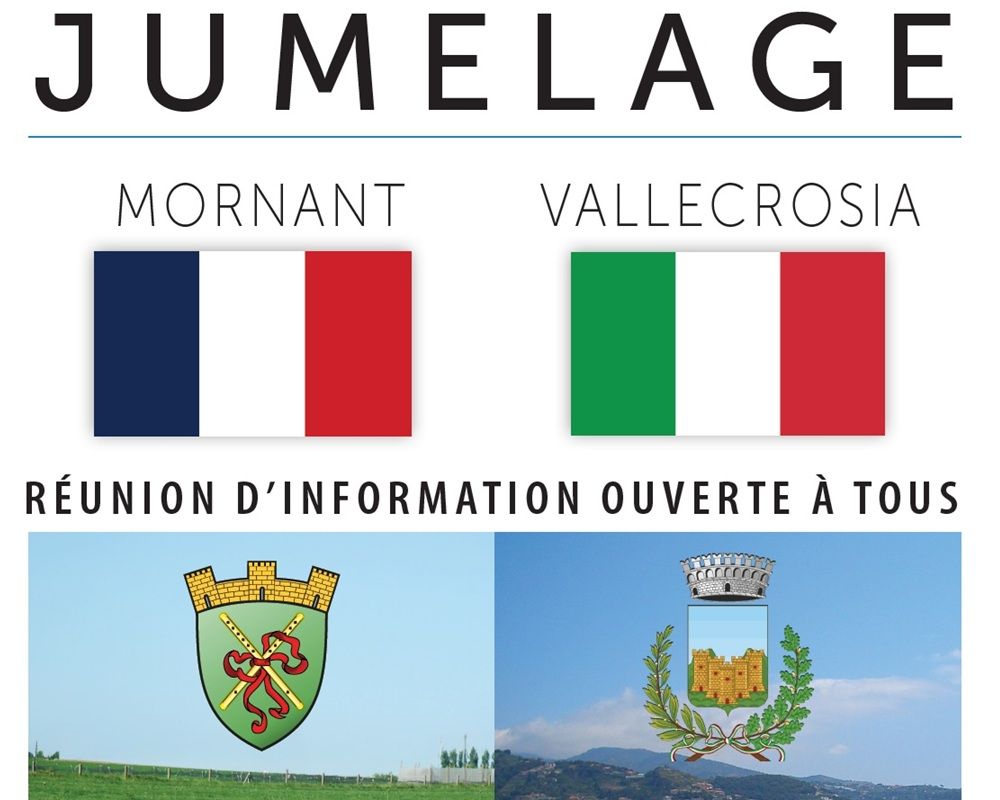 Jumelage<br>Mornant-Vallecrosia<br>Réunion d'information<br>Samedi 28 juin